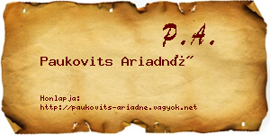 Paukovits Ariadné névjegykártya